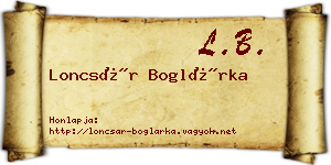Loncsár Boglárka névjegykártya