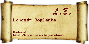 Loncsár Boglárka névjegykártya